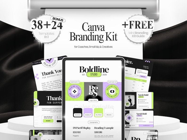 Canva Branding Kit Template : Bold Brand Identity Guidelines, Logo ...