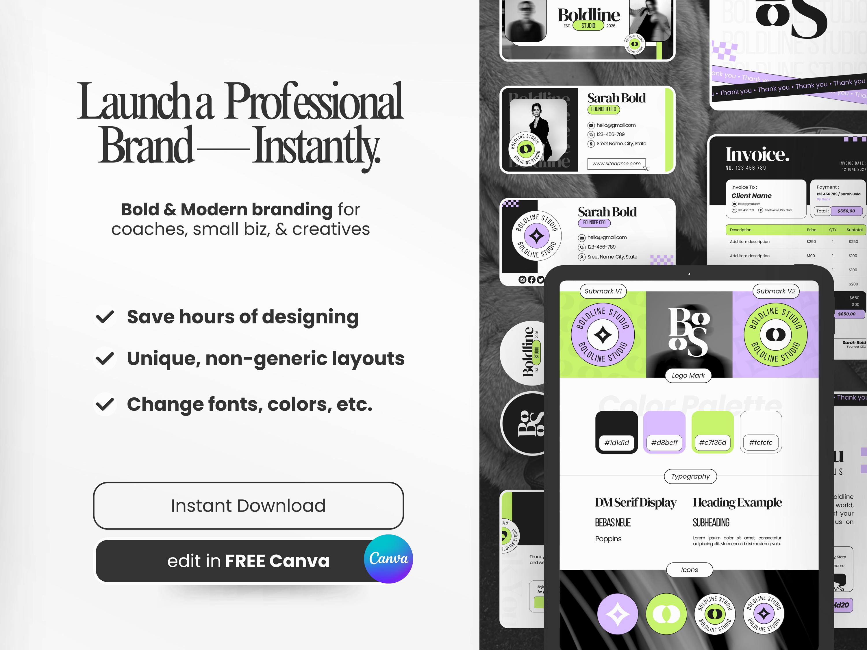 Canva Branding Kit Template : Bold Brand Identity Guidelines, Logo ...