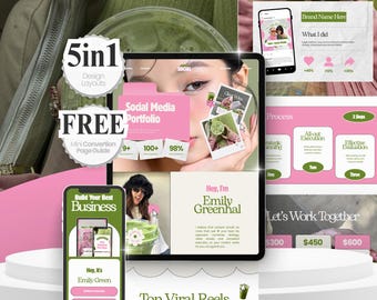 Canva Website, Link in Bio Template : UGC Portfolio Scrapbook Pink, SMM,  Digital Download GS