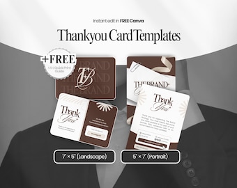 Plantilla de tarjeta de agradecimiento de Canva: elegante, minimalista, editable y con diseño de folleto comercial. Descarga digital.