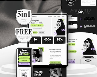 Plantilla de sitio web y enlace en la biografía de Canva: Página de inicio de portafolio de entrenador, descarga digital BS