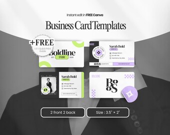 Plantilla de tarjeta de presentación de Canva: Tarjeta de presentación minimalista moderna editable, tarjeta de presentación profesional imprimible, descarga digital BS