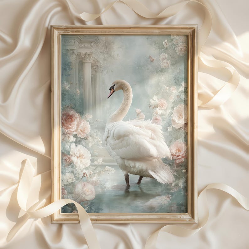 Royal Swan Nursery Wall Art Printable – Elegant Baby Room Decor - Etsy