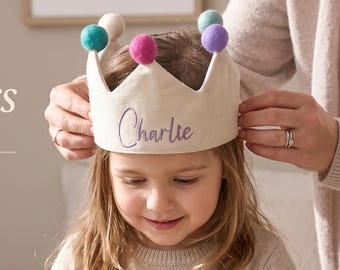 Personalized Baby Birthday Crown, Custom Name Toddler Party Hat, First Birthday Keepsake