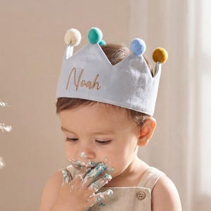 Personalized Baby Birthday Crown, Custom Name Toddler Party Hat, First Birthday Keepsake