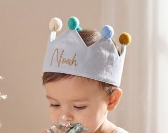 Personalized Baby Birthday Crown, Custom Name Toddler Party Hat, First Birthday Keepsake