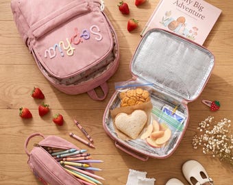 Personalized Corduroy Kids Backpack Set, Custom Name Lunch Bag, Preschool School Bag