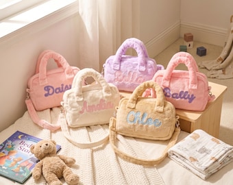 Personalized Plush Handbag for Girls, Custom Name Mini Purse, Kids Crossbody Bag
