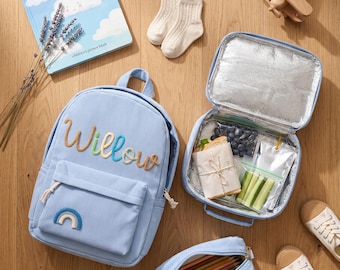 Personalized Corduroy Kids Backpack Set, Custom Name Lunch Bag, Preschool School Bag