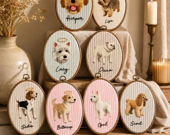 Custom Pet Memorial Felt Hoop, Personalized Photo Portrait, Pet Loss Keepsake