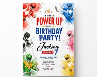 Power Rangers Birthday Invitation, Birthday Party, Power Ranger Party Invite, Kids Printable Birthday Invitation