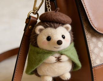 Handmade Felt Hedgehog Bag Charm | Cute Plush Accessory for Handbags & Backpacks | Whimsical Gift for Animal Lovers Bag Enthusiasts
