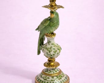 Portavelas con forma de loro (disponible en verde y azul) - diseño vintage - envío incluido