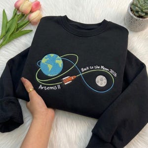 Embroidered Artemis II Shirt, Back To The Moon 2026 Tee, Moon Mission Sweatshirt, Launch to The Moon, Astronomy Gift, Science Lover Apparel