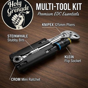 Knipex 125mm Cobra Pliers EDC Kit - 3D Printed Holder with Mini Ratchet, Bits & Tools