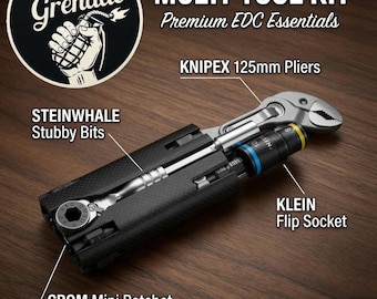 Knipex 125mm Cobra Pliers EDC Kit - 3D Printed Holder with Mini Ratchet, Bits & Tools