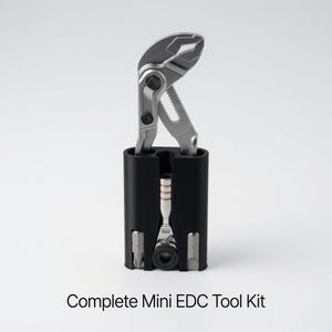 Complete Mini EDC Tool Kit: 3D Printed Holder + Workpro Pliers, 711L Ratchet & 4 Bits