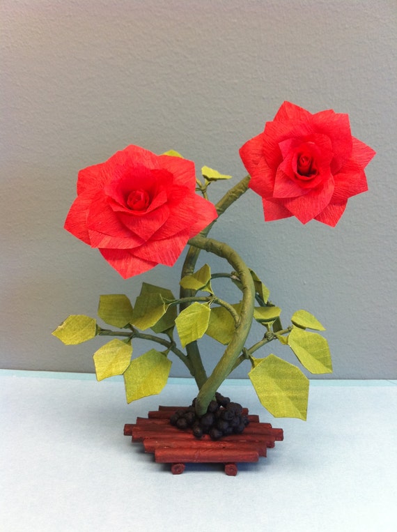Items similar to Wild Roses I Origami, Kirigami Bonsai on Etsy