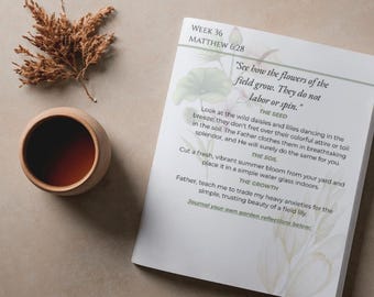 Regalo para el Día de la Madre: Baraja de versículos bíblicos para el jardín de 52 semanas, tarjetas devocionales cristianas, estudio bíblico imprimible, descarga digital.