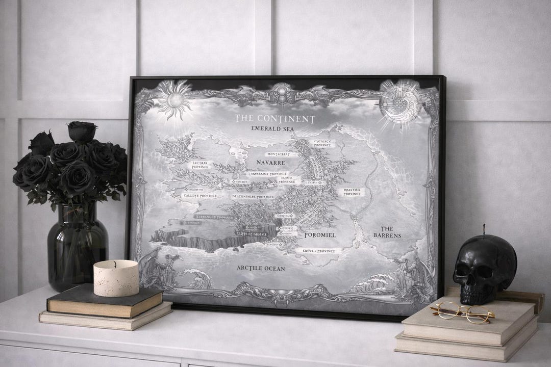 Fourth Wing Map Print | Black & White Continent Art (digital Download ...