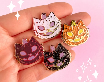 Pumkitty Pumpkin Halloween Hard Enamel Pin (4 Colours Available)
