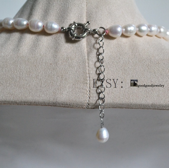 Perle D'acqua Dolce A Grana Di Riso - 8x7 Mm - Grado A Bianco X35cm - Foto 3