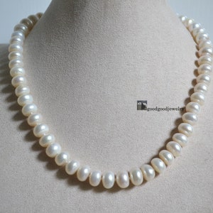 Real Pearl Necklaces,9.5-10.5mm white Freshwater pearl necklace,mother necklace,wedding necklace,statement necklace,genuine pearls necklaces