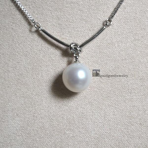Beautiful Big Round Real Pearl Pendant,11.5mm Freshwater Pearl, Single Pearl Necklace, White Pearl Pendant Necklace