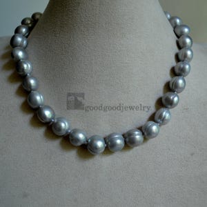 Gray Freshwater Pearl Necklace, Big Gray Real Pearl Necklace, Statement Necklace