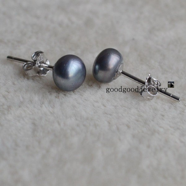 dark gray pearl earrings - 5.5-6mm Freshwater Pearl stud Earrings , Pearl jewelry, wedding earrings, cheap pearl earrings