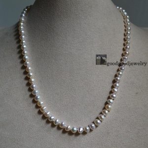 ivory Pearl Necklaces ,6-7mm Baroque Pearl Necklaces, wedding necklace, real pearl Necklace, statement necklace,  Freshwater pearl necklace