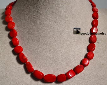 Collar de cuentas de coral rojo, delicado coral teñido, 43 cm (17 pulgadas)