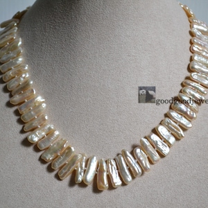 light color biwa pearl Necklace, 17 inch AAA Freshwater Pearl Necklace, real pearl necklace, pearl choker necklace