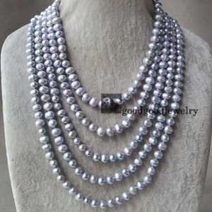 72 Inches 8-8.5mm Light Silver Gray Potato Genuine