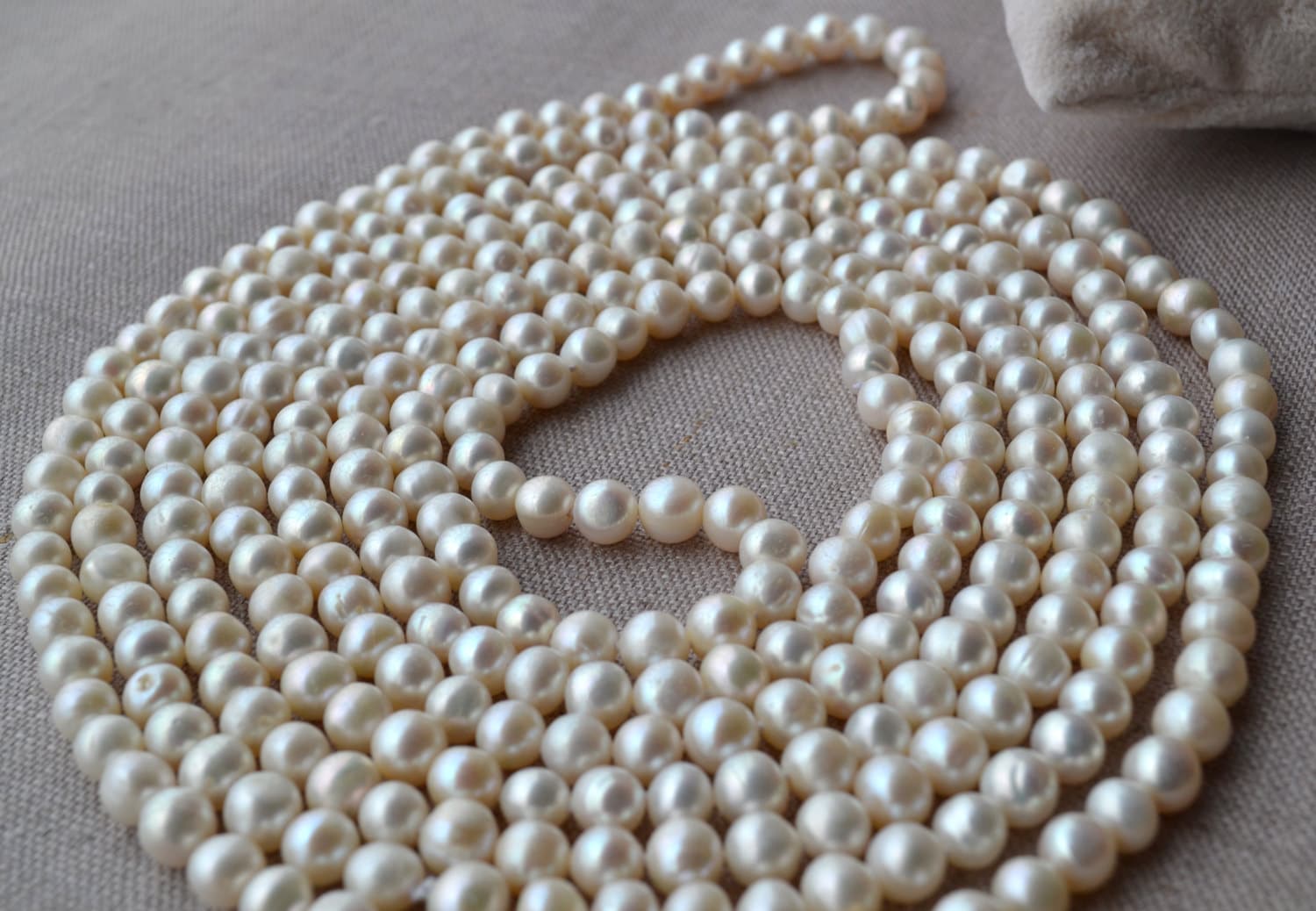 Long Pearl Necklace 90 Inches 78mm White Freshwater Pearl Etsy
