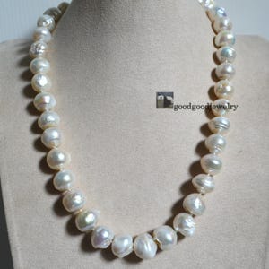 High Luster Pearl Necklace, 20 inch 11-16mm White Pearl Necklace, Freshwater Pearl Beads, Statement Necklace, Man Necklace, Big Real Pearls
