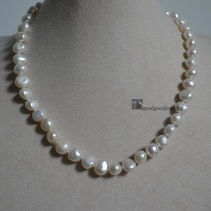 baroque pearl necklace, 9-10mm ivory Freshwater Pearl necklace, wedding necklace, statement necklace, real pearl necklace