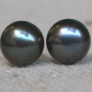 Black pearl earrings,7.5-8mm/9mm Freshwater Pearl stud Earrings,wedding jewelry,bridesmaid earrings,925 Sivler earring,real pearl ear rings