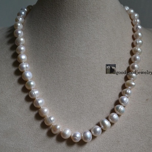 Ivory Pearl Necklace, 9-10mm freshwater Pearl necklace, real pearl necklace, cultured pearls, bridesmiad necklace, women necklace