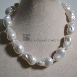 Huge Baroque Pearl Necklace -17x27mm White pearl necklace, Fake pearl necklace,Pearl Choker Necklace