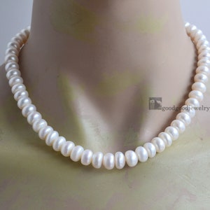 Real Pearl Necklaces,9.5-10.5mm white Freshwater pearl necklace,mother necklace,wedding necklace,statement necklace,genuine pearls necklaces
