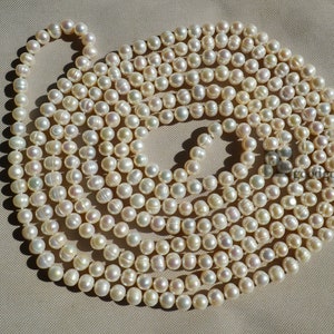 Long Pearl Necklace Ivory Real Pearl Necklaces 100 Inches - Etsy