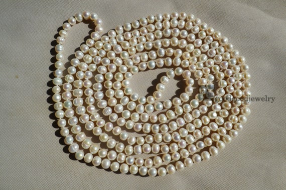 Long Pearl Necklace Ivory Real Pearl Necklaces 100 Inches 8.5 9mm