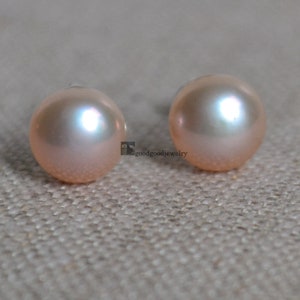 Hell Lavendel Perlen Ohrstecker, 8mm Süßwasserperlen Ohrringe, Echte Perlen Ohrstecker, Mädchen Ohrringe, Frauen Ohrringe, Geschenk für sie