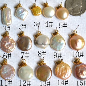 Real Pearl Pendant, 42 beads are optional, Baroque Pearls, ivory,white, gray,pink,lavender,brown, cream pearl,gold plated,delicious necklace