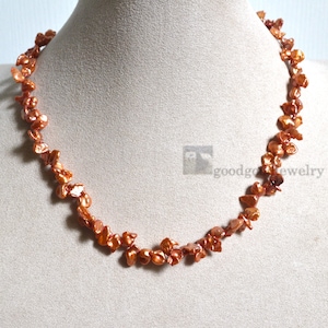 keshi pearl necklace, 6-7mm Light Borwn pearl necklace, freshwater cornflake pearl neckalce, irregular pearl necklace, cut small pearl beads