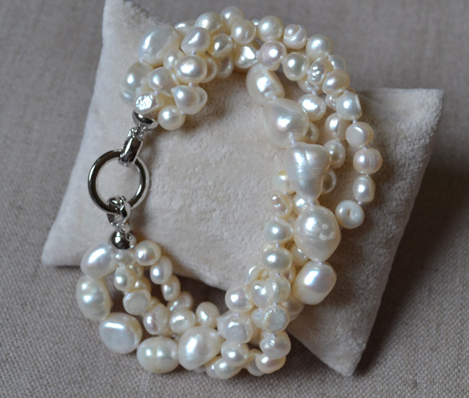 Pearl Bracelet 8 Inches 4 Rows 614mm White Freshwater Pearl Etsy