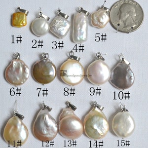Real Pearl Pendant, 51 beads are optional, baroque Pearl, white,pink,lavender,brown,cream pearl,stainless steel post,delicious necklace