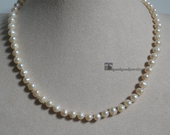 ivory Pearl Necklaces ,Freshwater pearl 6-7mm Necklaces, wedding necklace, real pearl jewelry, statement necklace, women necklace