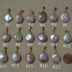 Real Pearl Pendant, 42 beads are optional, Baroque Pearls, ivory,white, gray,pink,lavender,brown, cream pearl,gold plated,delicious necklace